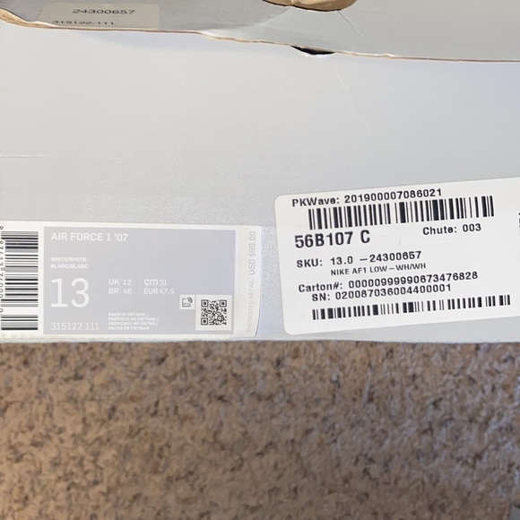 Nike Air Force 1 '07 White
Men's Shoes
Size M 13
Style CW2288-001 - Picture 5 of 5